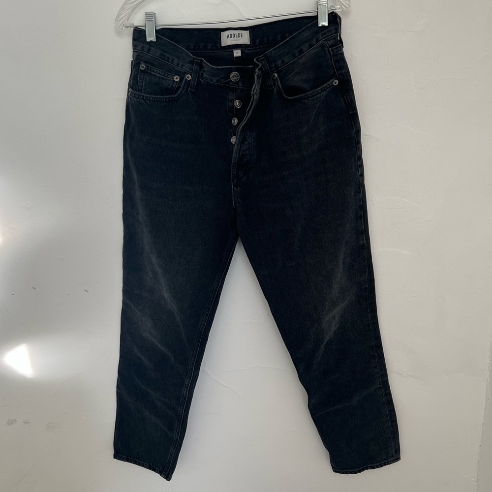 Aritzia black denim button up jeans